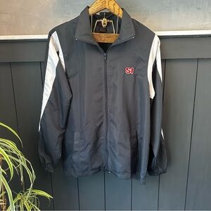 Sports Illustrated Windbreaker Track Suit Jacket Black Polyester Adult L Vintage